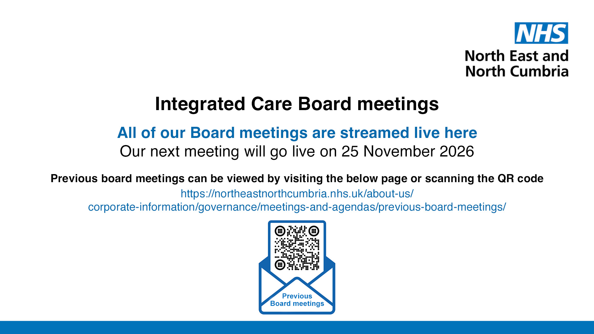 NENC ICB Live Stream next meeting information