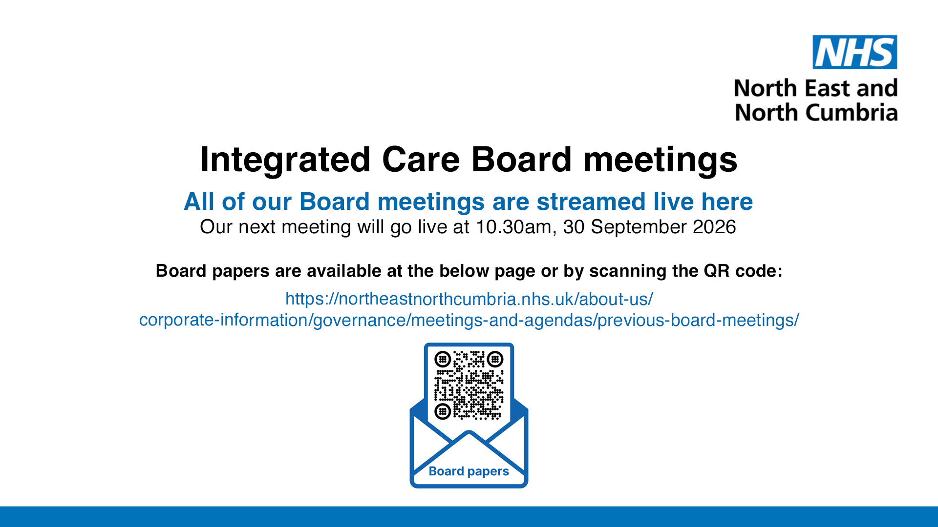 NENC ICB Live Stream meeting information